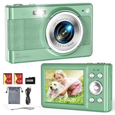 Imagem de Câmera digital atualizada, câmera 56MP FHD 1080p para crianças com cartão TF de 32 GB, duas baterias, cordão, câmera pequena compacta para crianças, meninos, meninas