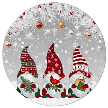 Imagem de Tapetes de área de Natal Tapete redondo grande lavável para sala de estar, tapete circular de corredor de área de coleção de gnomos de inverno, tapetes antiderrapantes para quarto de crianças,