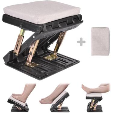 Imagem de Scalebeard Apoio para Os Pés Sob A Mesa No Trabalho, Altura Ajustável Em 4 Níveis, Apoio para Os Pés Ergonômico com Capa Substituível e Lavável para Escritório, Jogos, Computador, (, Cinza)