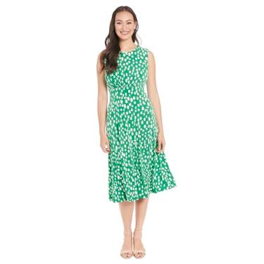 Imagem de London Times Vestidos femininos sem mangas e vestido flare, Verde/branco macio, 15 Plus Size