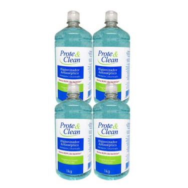 Imagem de Álcool Gel 70% Higienizador Antisséptico Prote & Clean 1kg - Kit 4 uni
