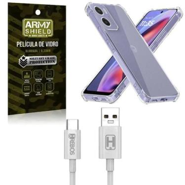 Imagem de Kit Capinha AntiShock P/ Moto G35 + Cabo Tipo-C 2 Metros + Pelicula 3D