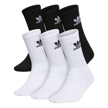 Imagem de adidas Originals Meias esportivas acolchoadas unissex infantis OG (6 pares) duráveis e respiráveis, Branco/Preto/Og, Large