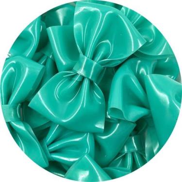 Imagem de Aplique Laço Lonita de Silicone Verde Água 78x41mm 2pçs 15g - Macall