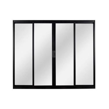 Imagem de Janela 4 folhas 1,00x1,50 sem grade no alumínio preto