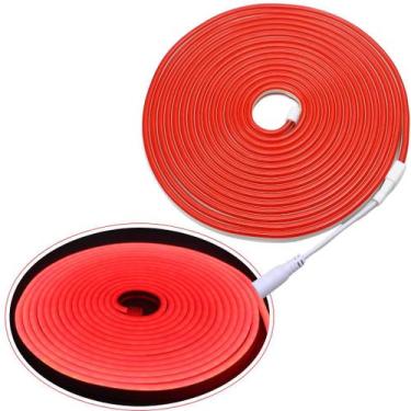 Imagem de 5m Mangueira Fita Led 12v Neon Corte2,5cm Alto Brilho+ Fonte VERMELHO 