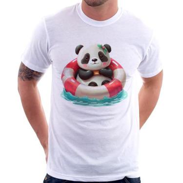 Imagem de Camiseta Ursinha  Relaxando Na Piscina - Foca na Moda, Branco, P