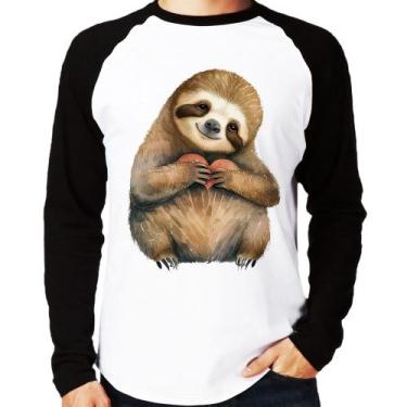 Imagem de Camiseta Raglan Bicho Preguiça Coração Manga Longa - Foca na Moda, Bra