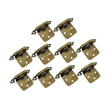 Imagem de Ｂｅｓｇａ 10pcs de fechamento de dobradiças, conector de dobradiças da porta do armário, hardware fácil de instalar, montagem nivelada, semi, Bronze Antigo