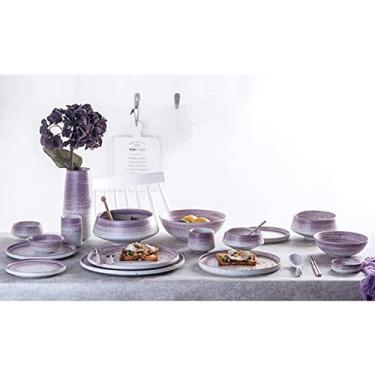 Imagem de Conjunto de pratos – Conjunto de 55 peças de louça de grés, conjunto de jantar de porcelana, conjunto de pratos de cerâmica, conjuntos de pratos e tigelas, conjunto de serviço completo, serviço para