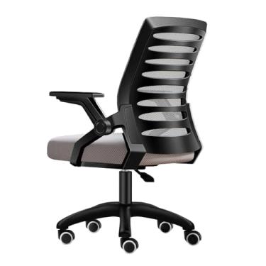 Imagem de YPDJVLTI Cadeira de escritório de malha com apoios de braços flip-up, cadeiras de mesa, encosto alto, ajustável, cadeira de escritório com rodas giratórias 360