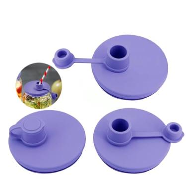 Imagem de Tampa de bico de vidro Mason Jar – Tampa flip de frasco de vidro de boca larga, tampas de conserva de silicone de grau alimentício de boca grande, bebe, despeje, armazene, tampas reutilizáveis à prova