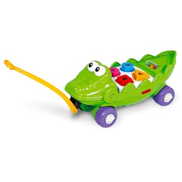 Imagem de Brinquedo Jacaré Verde c Rodas Didático Poliplac 6211