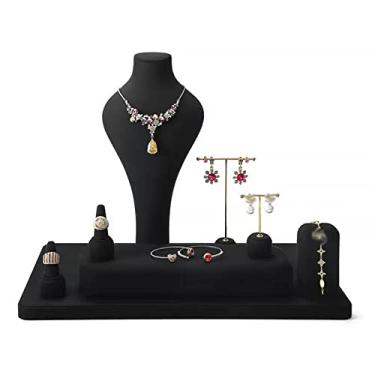 Imagem de Porta-joias Conjunto de suporte para exibição de joias com 8 peças, exibição de busto de colar, suporte de exibição de joias, suporte de brincos de anel para organizador de joias, coleção, venda, show