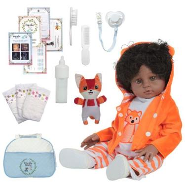 Imagem de Boneco Reborn Masculino Cabelo Cacheado Raposa Pode Banho - Cegonha Re