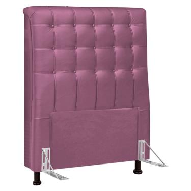 Imagem de Cabeceira Cama Box Solteiro Ciara 90cm Botonê com Frame Suede Rosa - Abmaza