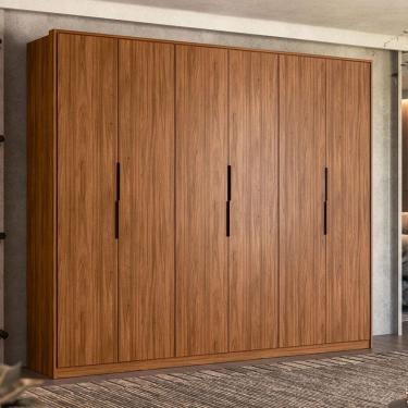 Imagem de Cômoda Atria 4 Gavetas E Guarda Roupa Casal Atrice Nogueira Touch Demóbile - Demartêz