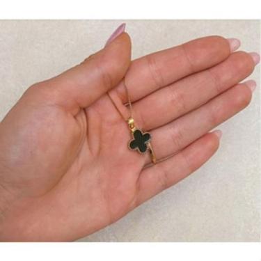 Imagem de Colar Trevo Folheado a prata925 e Ouro 18k - SEM MARCA, Dourado preto