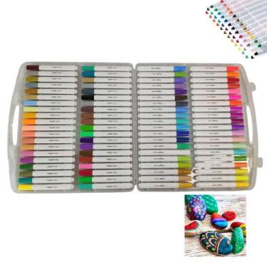 Imagem de Canetinha Caneta 80 Cores Tinta Acrilica Marcador Permanente A Prova d