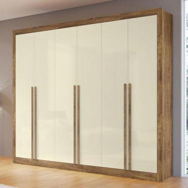 Imagem de Guarda-Roupa Casal Cannes 6 Portas 6 Gavetas Ipê/Off White - Maxel, Be