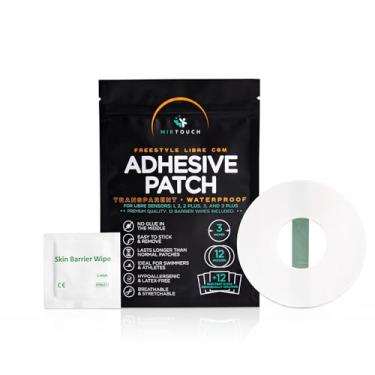 Imagem de MirTouch Adesivos Transparentes À Prova D'Água Para Sensor Cgm Para Freestyle Libre 1, 2, 3 - Sem Cola No Centro - 24 Adesivos Freestyle Libre Com 24 Lenços Umedecidos Para Preparação Da Pele - Conj