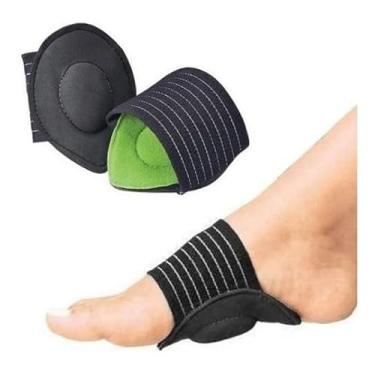 Imagem de Palmilha Ortopédica para Fascite Plantar, Suporte Anatômico para Arco do Pé, Design Curvo, Preto e Verde