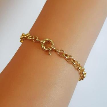 Imagem de Pulseira Elo Português 0.6 cm com fecho Boia Banhado em Ouro18k - Lazz