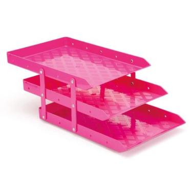 Imagem de Caixa Para Correspondência Tripla Articulável Acrílico Rosa Waleu