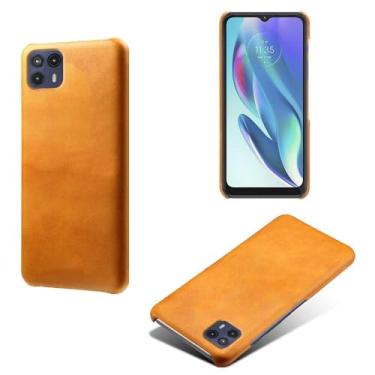 Imagem de Capa para MOTO G50 5G,Proteção contra quedas,Casca de volta de cor sólida simples,Design de couro de imitação de plástico-Orange