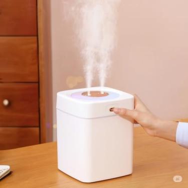 Imagem de Umidificador de Ar Grande 3L com Saída Dupla - Bivolt, Silencioso, Luzes LED Coloridas e Neblina Ajustável (CORES VARIADAS)