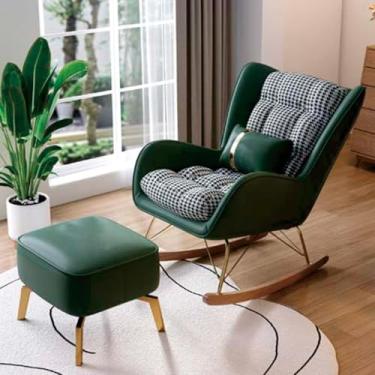 Imagem de Cadeira De Balanço Interna, Cadeira Reclinável, Cadeira De Balanço Com Otomano, Cadeira De Balanço Moderna Com Encosto Para Quarto Escritório Sala De Estar, Green, One Size