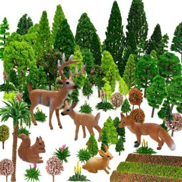 Imagem de Figuras modelo de árvores e animais OrgMemory 70 unidades para projeto