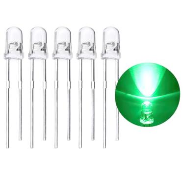 Imagem de (Lâmpada transparente com contas de luz verde) 25 graus para luz de palco 100 peças 5 mm de alto brilho LED transparente lâmpada de diodos emissores de luz LED, lâmpada de LED redonda de 5 mm, borda