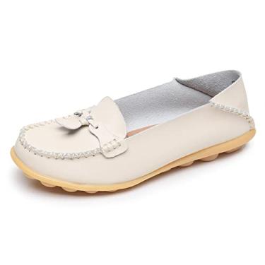 Imagem de VenusCelia Mocassim feminino confortável para caminhada, Bege, 36