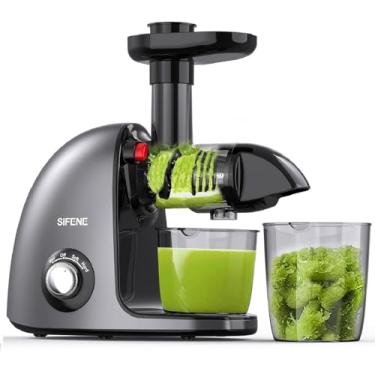 Imagem de SiFENE Máquina de espremer a frio, espremedor compacto de mastigação lenta, espremedor de suco de frutas e vegetais, fácil de limpar, sem BPA, cinza escuro