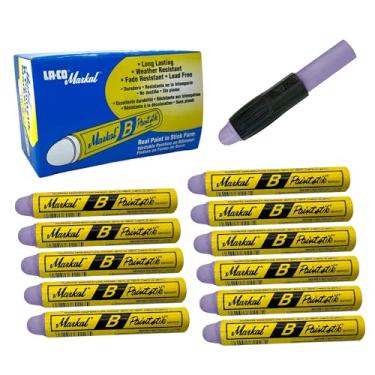 Imagem de Marcadores de tinta originais da Markal Paintstik B, pacote com 12 unidades, permanentes, impermeáveis, resistentes a UV para metal, madeira, pneus - Feito nos EUA - para superfícies oleosas, geladas