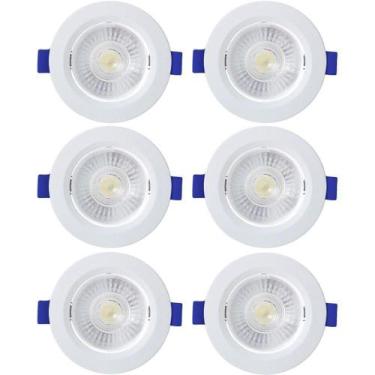 Imagem de Kit 6 Spot De Led Embutir Slim Mr16 Redondo 6w Bivolt 3000k Quente - B
