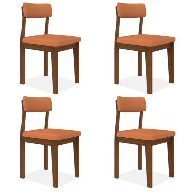 Imagem de Conjunto Com 4 Cadeiras Estofadas Utah Freijó/s.terracota - M.a
