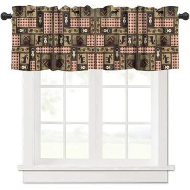 Imagem de GoDazzling Cortina de cozinha vintage de animais de fazenda, saia retrô de cervo alce floresta, estilo rústico, para quarto, sala de estar, café, banheiro, 1 painel L 137 x C 45 cm