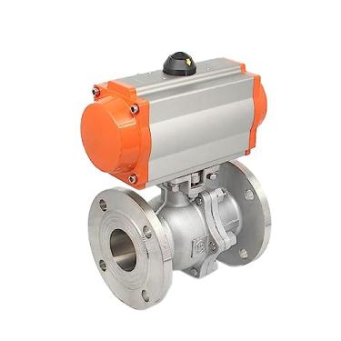Imagem de Q641F-16C/P Válvula esférica flangeada pneumática de aço inoxidável 304 cilindro de ação dupla válvula de esfera flange de vapor de alta temperatura 1 peça