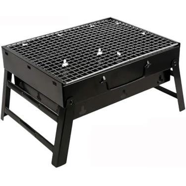 Imagem de AKALNNB Churrasqueira dobrável, portátil, compacta, a carvão, churrasqueira, churrasqueira, fogão, bares, defumador, acampamento ao ar livre, 35 x 27 x 6 cm