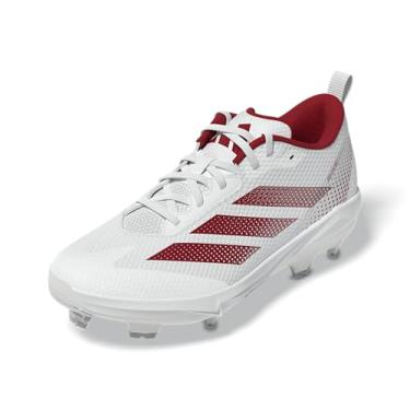Imagem de adidas Tênis feminino de softbol Adizero Instict 2.0 TPU, Branco/Team Power Red/Team Power Red, 35