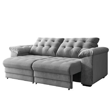 Imagem de Sofá Retrátil e Reclinável Bipartido 3 Lugares 2,30m Suede Veludo Coliseu Selmer