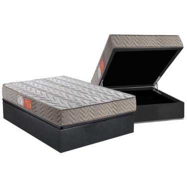 Imagem de Cama Box Baú Casal: Colchão Espuma Paropas D45 Pasquale + Base CRC Suede Gray(138x188)