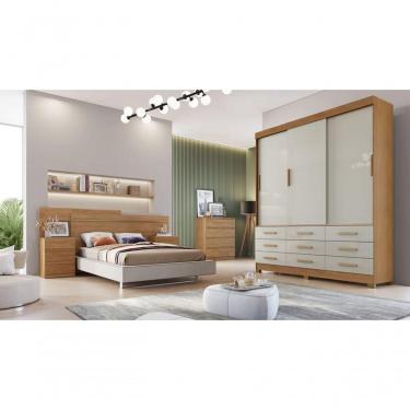 Imagem de Guarda Roupa Solteiro 3 Portas 9 Gavetas Buriti-cumaru-fendi Móveis Novo Horizonte