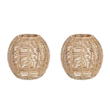 Imagem de DOITOOL Abajur pendente de vime com 2 peças, cesta, rattan, abajur de tecido, abajur de vime para decoração de casa, restaurante, cafeteria, casa de chá