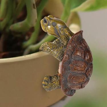 Imagem de Cabide de vaso de plantas com figura de tartaruga, para vasos de flores de escalada em resina, estatuetas de animal fofo, estátua de tartaruga pendurada, vaso de plantas, vaso para vaso e decorações