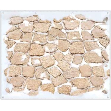 Imagem de YCUCUEI Tecido de 3 x 2,4 m, pano de fundo de laje de pedra de inverno, fundo de fotografia, fundo de neve, fundo de fotografia em família, decorações de festas de fim de ano, adereços de banner de