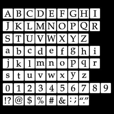 Imagem de 70 peças de estêncil, estênceis de plástico reutilizáveis de 2,5 cm para pintura em letras numéricas, alfabeto para arte de parede, desenho, artesanato, escrita faça você mesmo