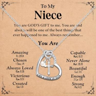 Imagem de GULICX Presentes de sobrinha da tia, colar de cruz para crianças, adolescentes, meninas, cesta de Páscoa cristã, confirmação de batismo, Dia dos Namorados, Natal, presentes de aniversário